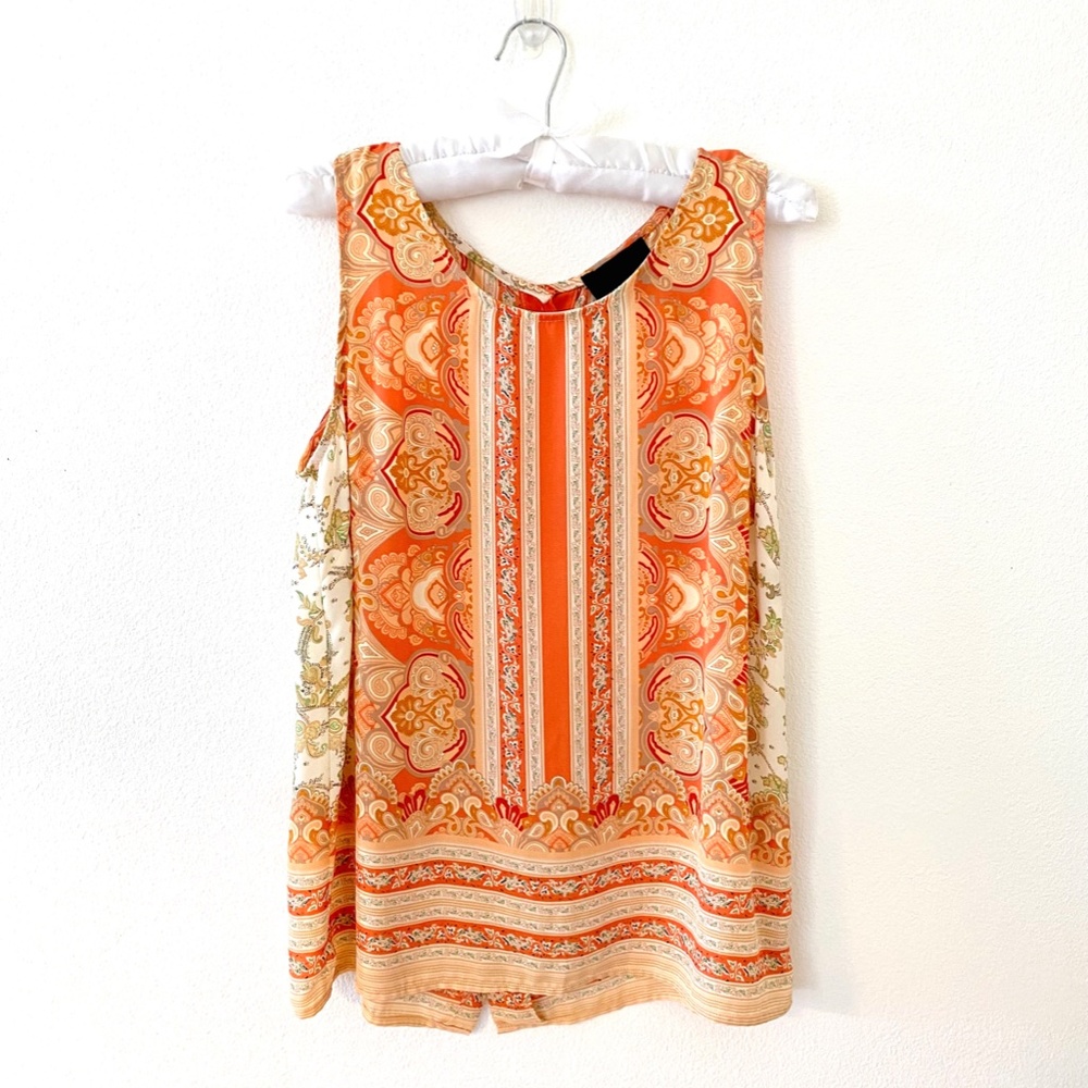 Cynthia Rowley, Swingy Top in Tangerine and Cream, NWT, Size Med